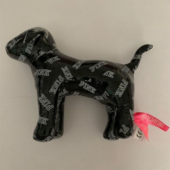 Victoria's Secret PINK Black & White Vinyl Dog Plush Limited Edition - Picture 3 of 7